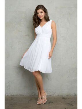 Clearance White Size M and L Simple Short A-Line Wedding Dress By Eva USA 3495